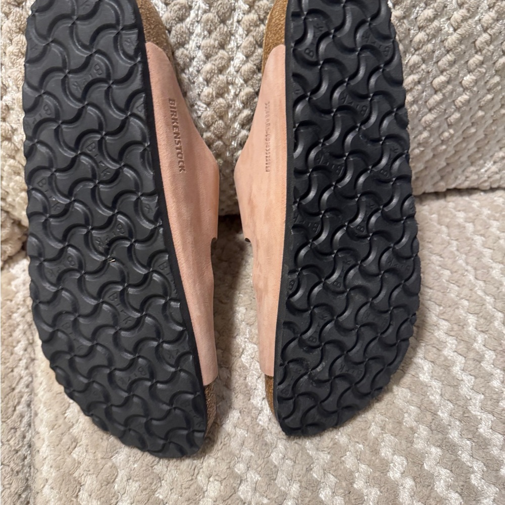 Birkenstock Blush Sandals with Gold Buckles - Picture 3 of 5